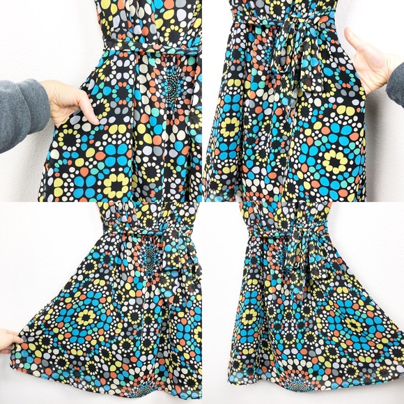 Tulle Flowy Belted Sleeveless Kaleidoscope Dress - Picture 4 of 8